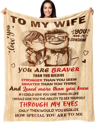 Cartoon Love Blanket Sentimental Printed Couple 50x60 Beige Brown