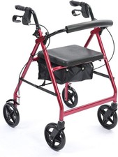 NRS Healthcare A-Series 4-Wheel Rollator Walking Aid, Red