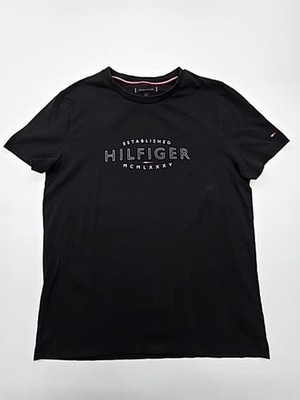 Tommy Hilfiger Mens T Shirt Black Logo Slim Fit Size L Good Condition