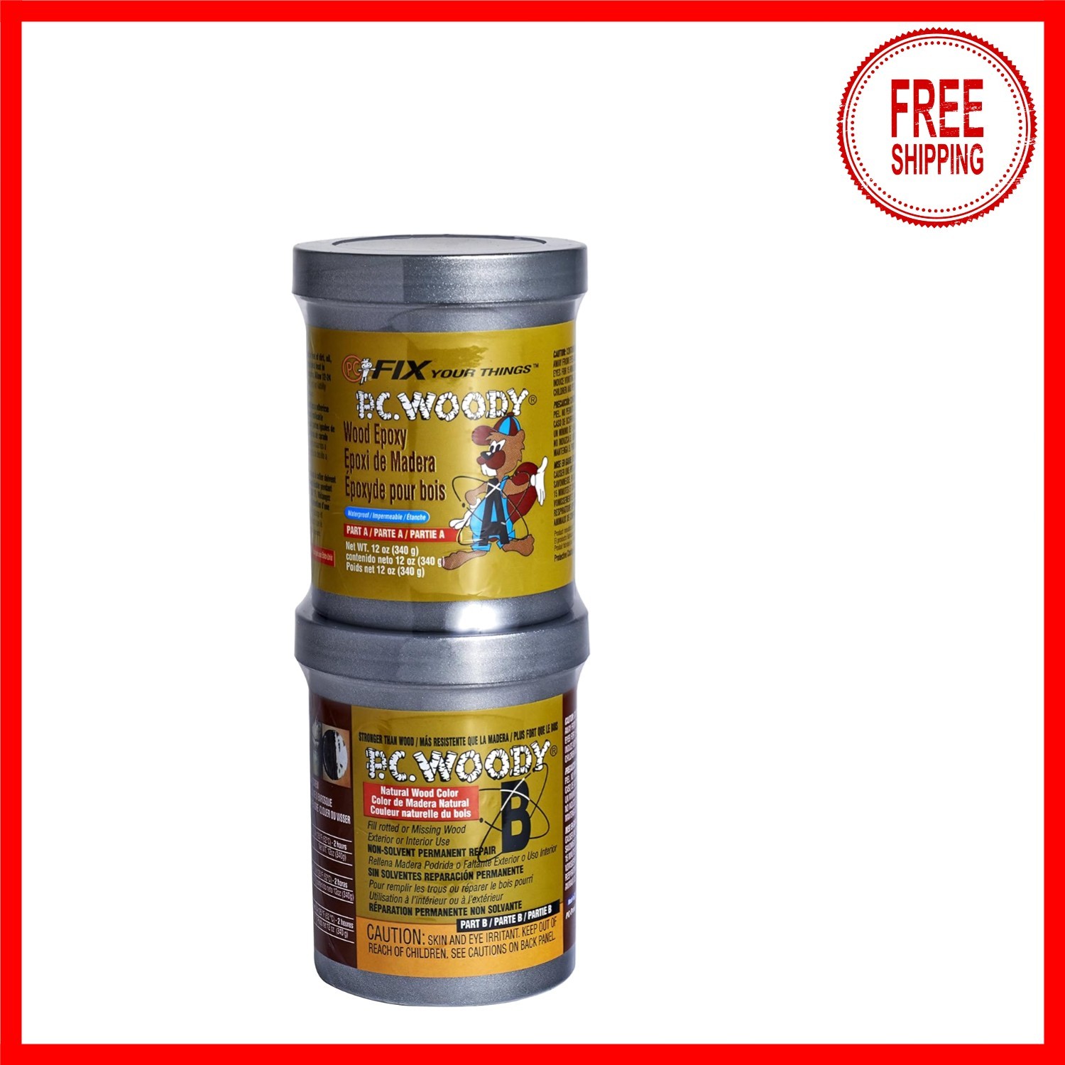 Easy-Apply Two-Part Wood Repair Epoxy Paste, 12 oz, Tan for Flawless Finishes-image