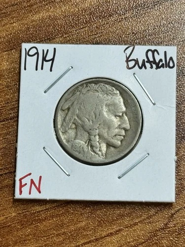 1914 P Buffalo Nickel Original FN Fine U.S. 5c Type Coin (Raw14672)