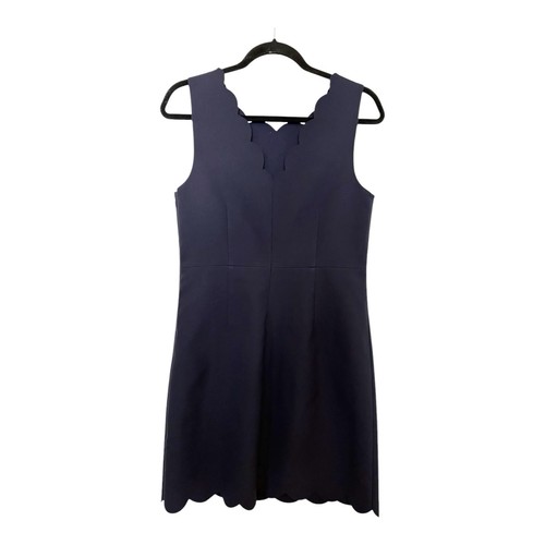 J Crew Factory Women’s V Neck Scallop Sheath Dress Sz 8 Crepe Navy Blue C16 - Bild 2 von 5