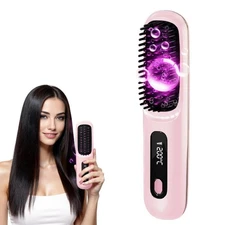 New Go Brush Pro 2025 Cordless Hair Straightener Brush - 20s Fast Heat Up, 50...