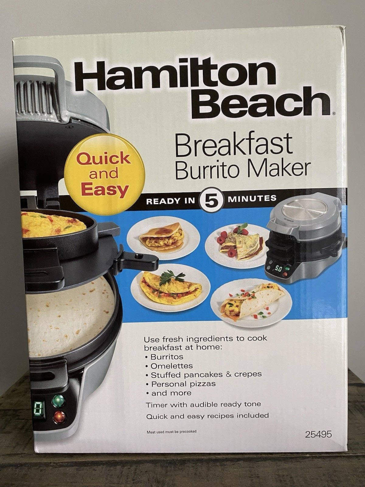 Hamilton Beach Breakfast Burrito Maker #25495 Omelette Pancakes Sealed Box!