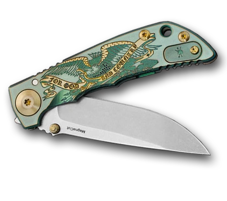 Spartan Blades Harsey 3.25 God and Country Green Titanium MagnaCut Pocket Knife - Image 2 of 3