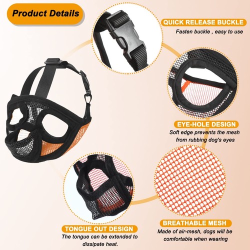 French Muzzle, Short Snout Mesh Dog Muzzle with Tongue Out Design for Flat Fa... - Picture 6 of 7