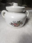 McCoy Ceramic White Fruit Pattern Jar with Lid and Handle