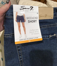 Seven 7 Relaxed Bermuda Mid Rise Shorts Women s 12 Rolled Hem 5" Inseam