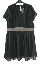 Simply Be Ladies Skater Dress Size 22 Black Beaded Waist Short Sleeves