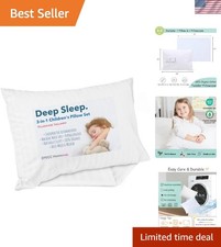 Toddler Pillow with Pillowcase Organic Cotton Hypoallergenic Travel Bed Kids ...