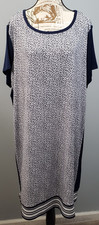 Michael Kors Shift Dress Womens 3X Navy White Floral Short Sleeve LS98F2DB7H