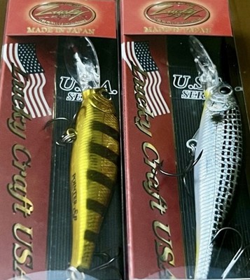 2 Lucky Craft Pointer 65DD SP Minnow Jerkbait Lures BLACK & GOLD/SPOTTED SHAD