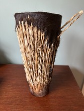 Vintage African Tribal Drum &ndash; Handcrafted Percussion Instrument &ndash; 12&rdquo; Tall