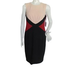 new CALVIN KLEIN Dress, 10, Color block, Blush/Burgundy/Black, Sleeveless