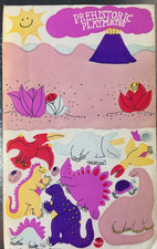 VINTAGE 80  S SANDYLION DINOSAURS ACTIVITY STICKER SHEET