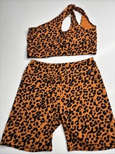 Lici Fit Workout Set Lavish Animal Print Bike Shorts and Sports Bra Size L