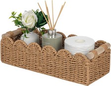 Paper Rope Scalloped Edge Toilet Paper Storage Basket, Small Living Room,