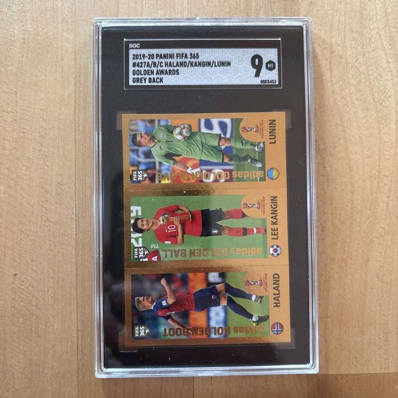 2019-20 Panini FIFA 365 Haland Haaland Rookie Golden Awards #427 Grey Back SGC 9