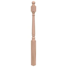 Stair Parts 4012 54 In. X 3 In. Unfinished Red Oak Ball Top Newel Post for Stair