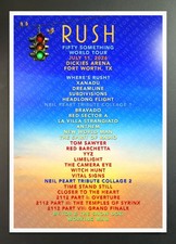 Rush Fifty Something July 2026 Fort Worth Texas Dickies Arena Setlist Poster