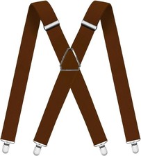 Men Heavy Duty Suspenders with Strong Clips Adjustable Braces X-Back for Work US