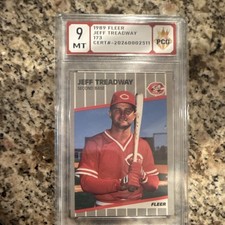 Fleer 1989 Jeff Treadway #173 Cincinnati Reds ERROR PCG 9 Base Set Baseball Card