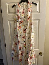 New Gap Off White Coral Floral Maxi Dress 12 Petite