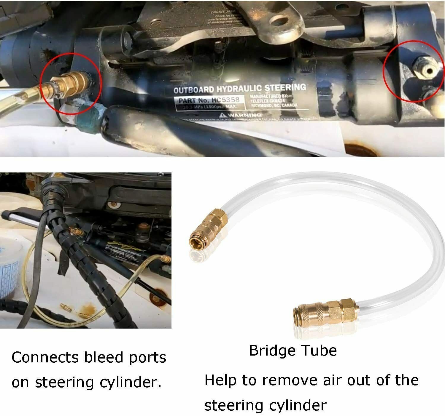 2X Boat Bleed Kit Filler Kit Bleeder Hose For Seastar Hydraulic Steering Systems