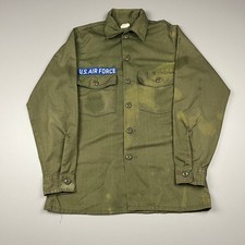 US Air Force Utility Shirt Mens 20x31 Green Vintage OG-507 Military Patch 70s