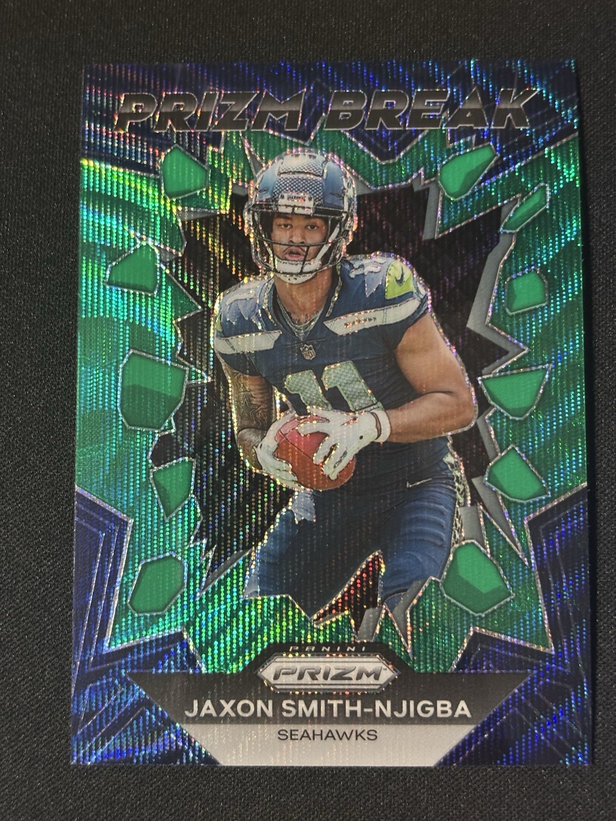 2023 Panini Prizm Jaxon Smith-Njigba Rookie Prizm Break Green Wave Seahawks (RC)