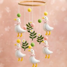Vicenpal Wildflower Butterfly Baby Mobile for Crib Pink Spring Baby Room Deco...