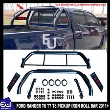 BLACK IRON ROLL BAR FOR FORD RANGER T6 T7 T8 2011+ DOUBLE CAB HEAVY DUTY PICKUP