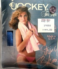 NEW Vintage Jockey For Her String Bikini Style 1509 Blue Size 5