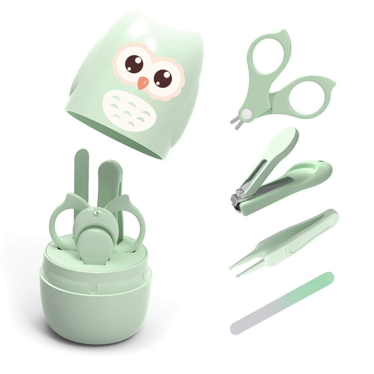 Kit de cuidado de uñas para bebés Juego de aseo 4 en 1 Cortapelos Tijeras Arc...