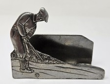 Vintage Golf Themed Golfer Putting Pewter Business Card Holder 1989