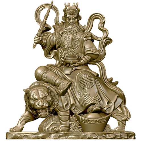 Handmade Brass Wealth Guardian Statue Feng Shui Protection Blessing Decor - Foto 8 di 8