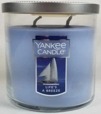 Yankee Candle LIFE'S A BREEZE Medium 2-Wick Tumbler Jar 12.5 oz Blue Wax