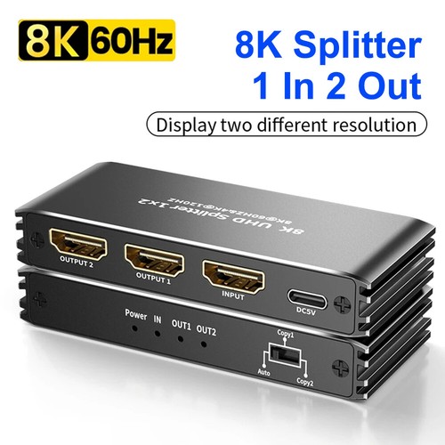NEW 8K 60Hz HDMI Splitter Duplicator 1in 2 out 4K 120Hz Support EDID Audio Video - Picture 3 of 26