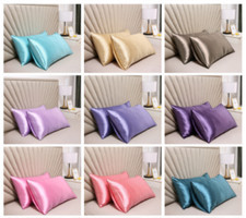Soft Silk Feel Pillowcase Satin Pillow cases for hair Bedding Cushion Covers UK