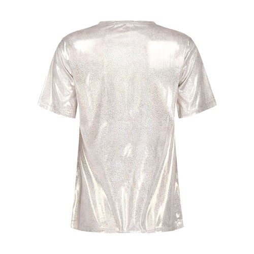 T-shirt donna lucida metallizzata olografica festa scintillante scintillante discoteca - Foto 50 di 98
