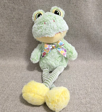 Greenbrier Frog Ribbed Legs White Jellybean Bow Big Eyes Plush Stuffed Animal