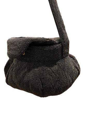 Vintage 1950s Walborg Original Black Glass Beaded Handbag Box Purse Evening Bag - Picture 15 of 17