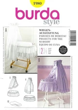 Burda 1980 Baby Nursery Decor - Bassinet Canopy & Duvet, 2 Styles UNCUT Pattern