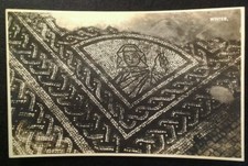 RPPC England UK Postcard Early 1900s Rare Roman Mosaic Tile Winter Carte Postale