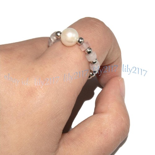 2x4mm Multicolor Gems Smooth Tyre Rondelle Spacer Beads White Pearl Elastic Ring - Picture 21 of 33