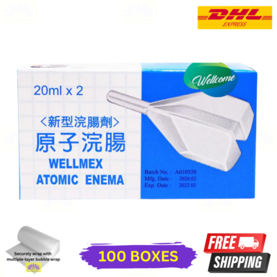100 X Wellmex Atomic Enema Adult Constipation Saline Laxative (2's