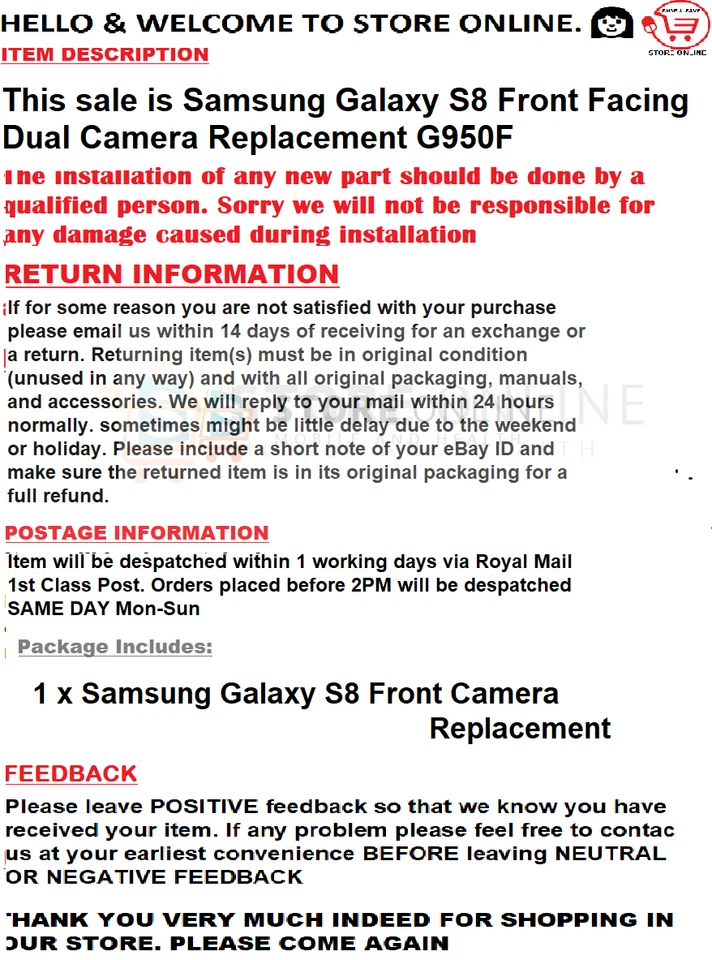 Repuesto de doble cámara frontal Samsung Galaxy S8 G950F Foto 2 de 2