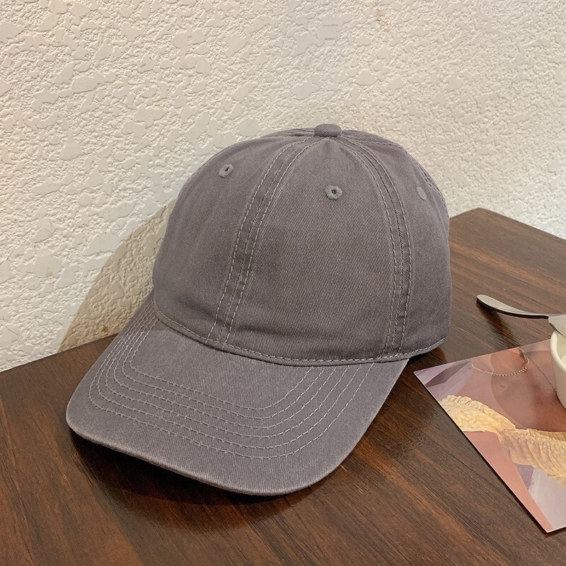 Old grey washed baseball cap female cement shade cap summer  display picture 3