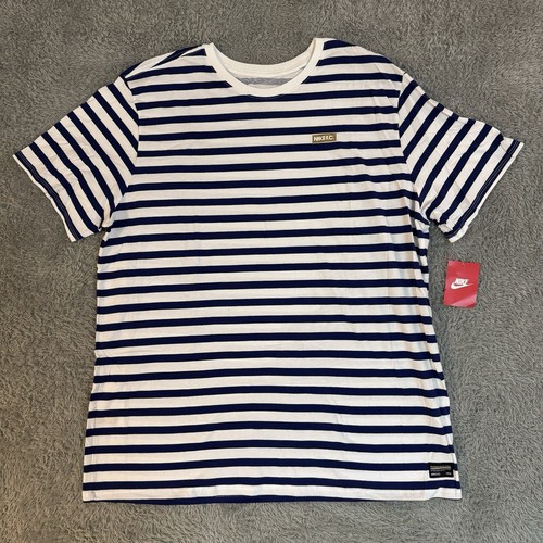 NIKE FC Mens Blue/White Striped Short Sleeve T Shirt Size 2XL NEW - Bild 2 von 10