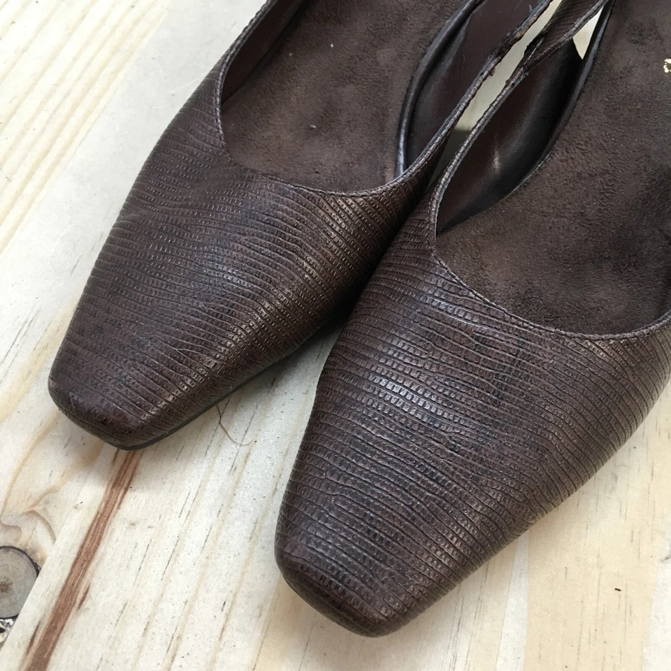 Sandalias Aerosoles Mujer 6.5 Rudiment Kitten Slingback Marrón Imitación Cuero Hebilla Foto 4 de 4